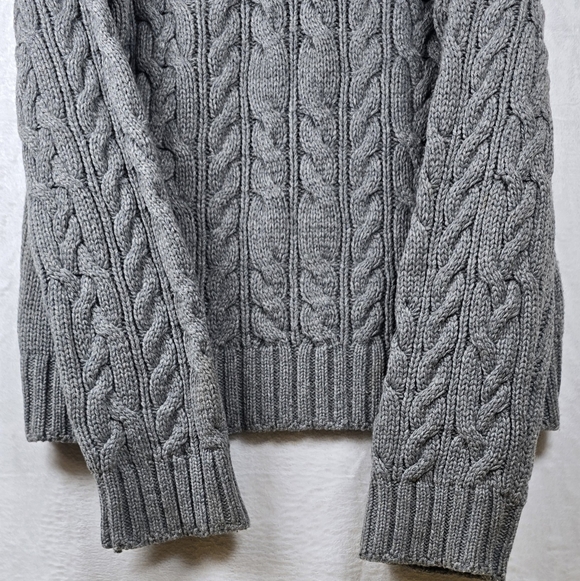 ​Vintage Y2K Abercrombie & Fitch Cable Knit Sweater Gray Crew Neck Pullover XL - Picture 8 of 14